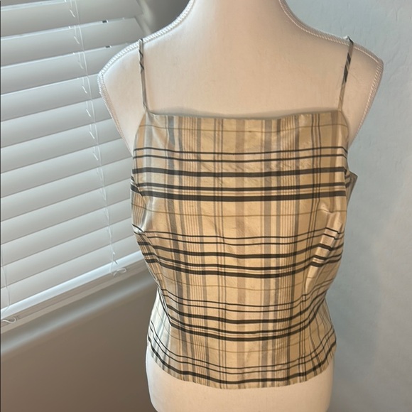 Ann Taylor Tops - Plaid Beige Spaghetti Strap Top